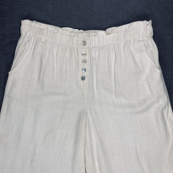 Ruby Rd Capri Pants Sz LP Ivory Elastic Waist Pockets Cottage Core Beachy Casual - Picture 2 of 13